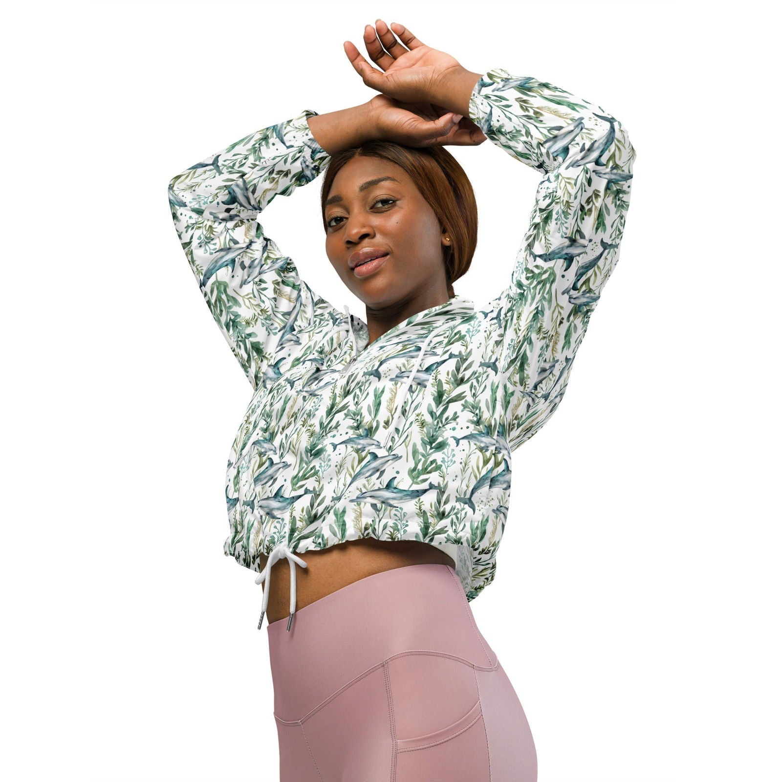 Seascape Dolphin Women’s cropped Windbreaker - 