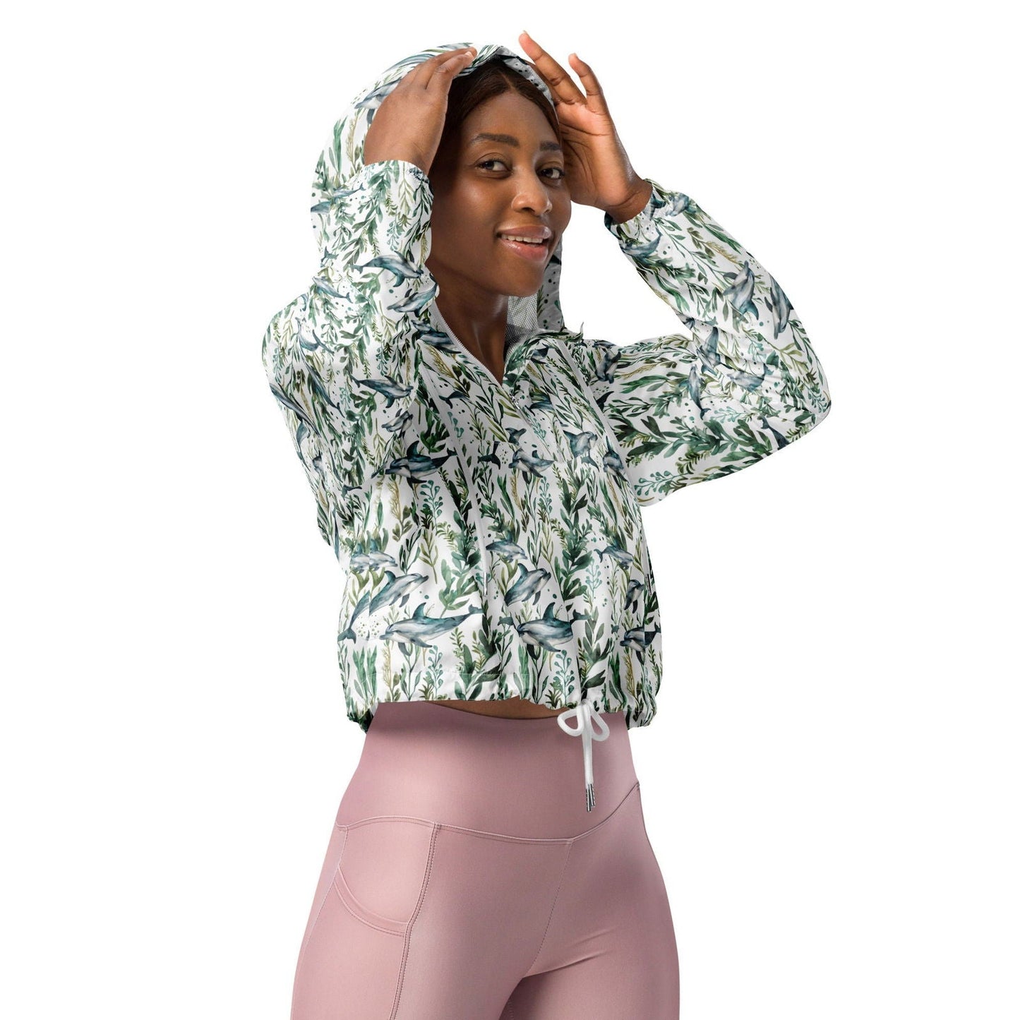 Seascape Dolphin Women’s cropped Windbreaker - 