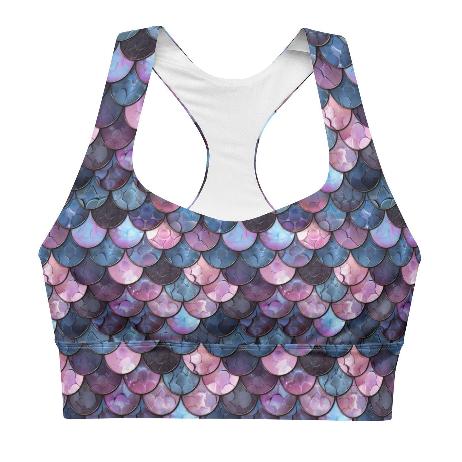Shadowy Sea Siren Eco Sports Bra Top -  - ["mermaid","Shadowy Sea Siren","swim","women"]