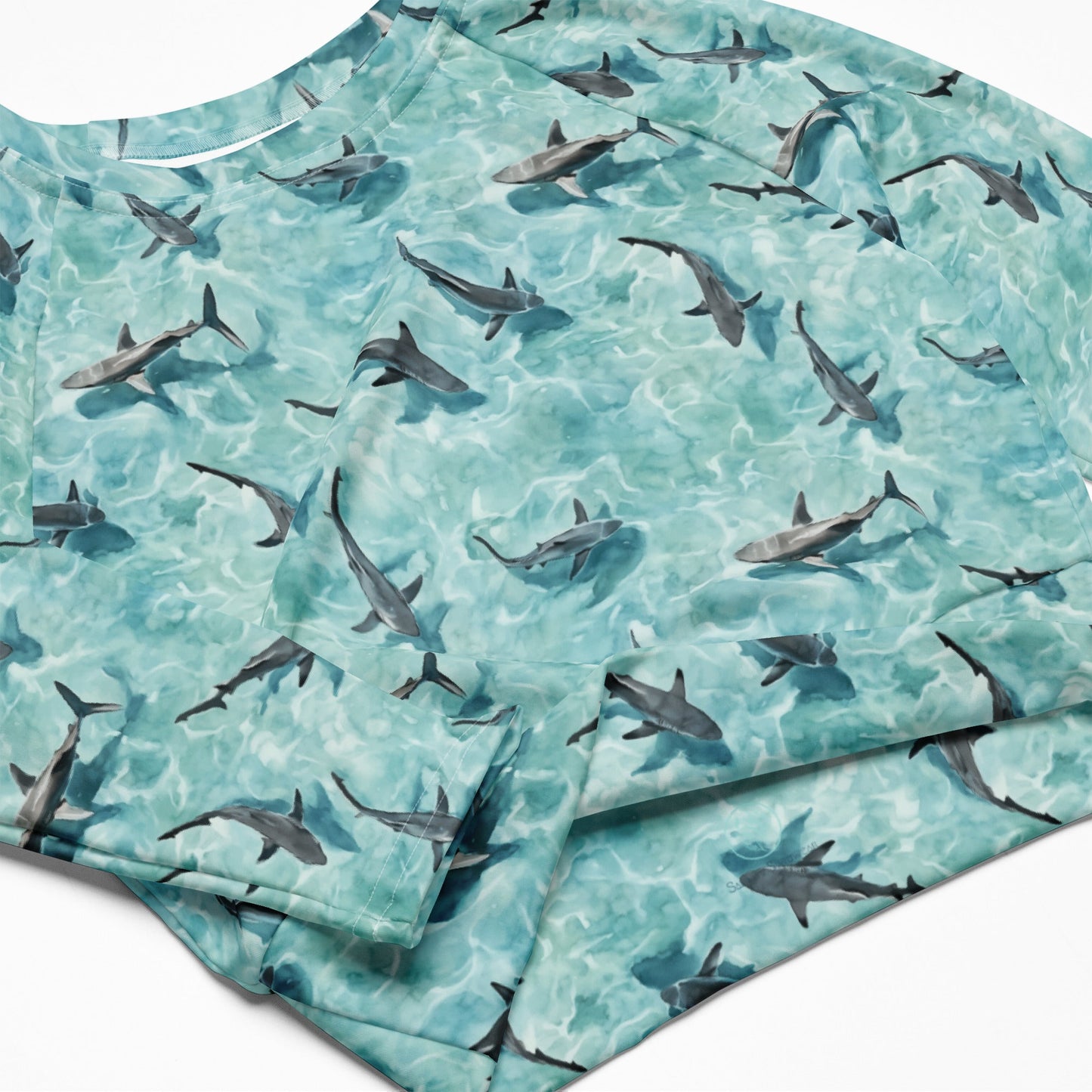 Blacktip Shark Drift Eco Cropped Rash Guard - 