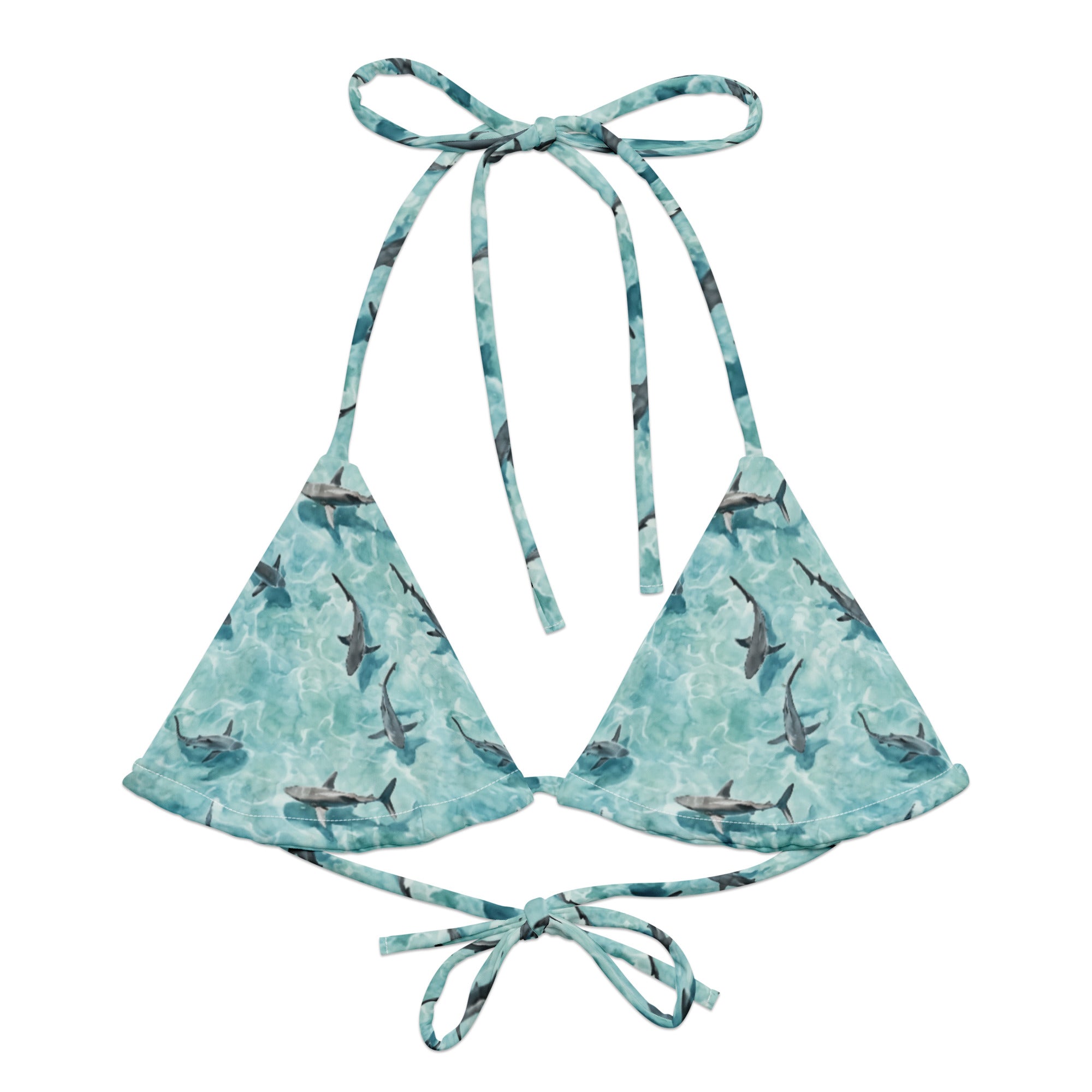 Blacktip Shark Drift Eco String Bikini Top -  - ["shark","shark watch","swim","women"]