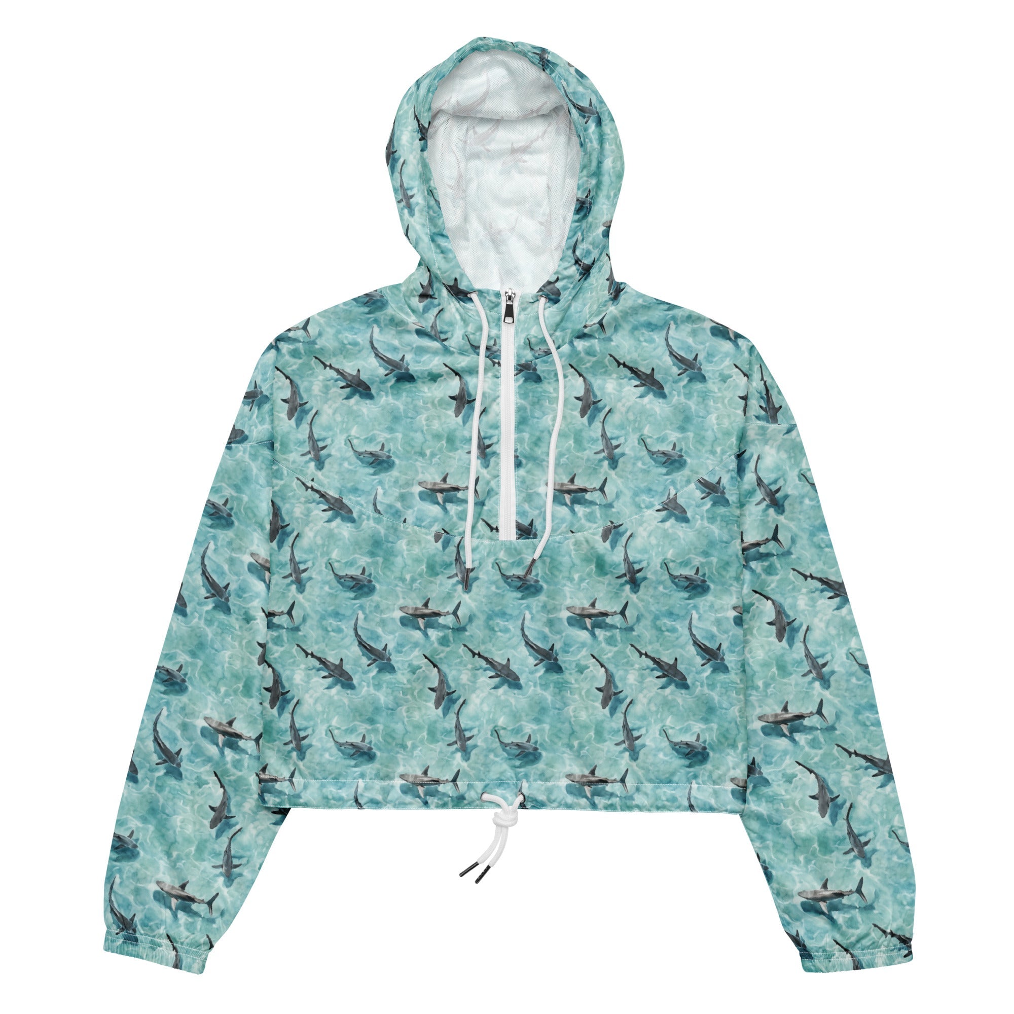 Blacktip Shark Drift Women’s Cropped Windbreaker -  - ["jacket","shark","shark watch","women"]