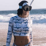 Tiger Shark Bloom Eco Cropped Rash Guard -  - ["rash guard","shark","Tiger Shark Bloom","women"]