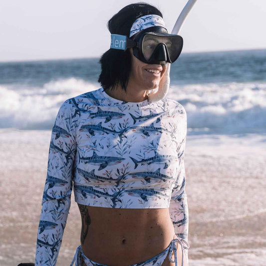 Tiger Shark Bloom Eco Cropped Rash Guard - 