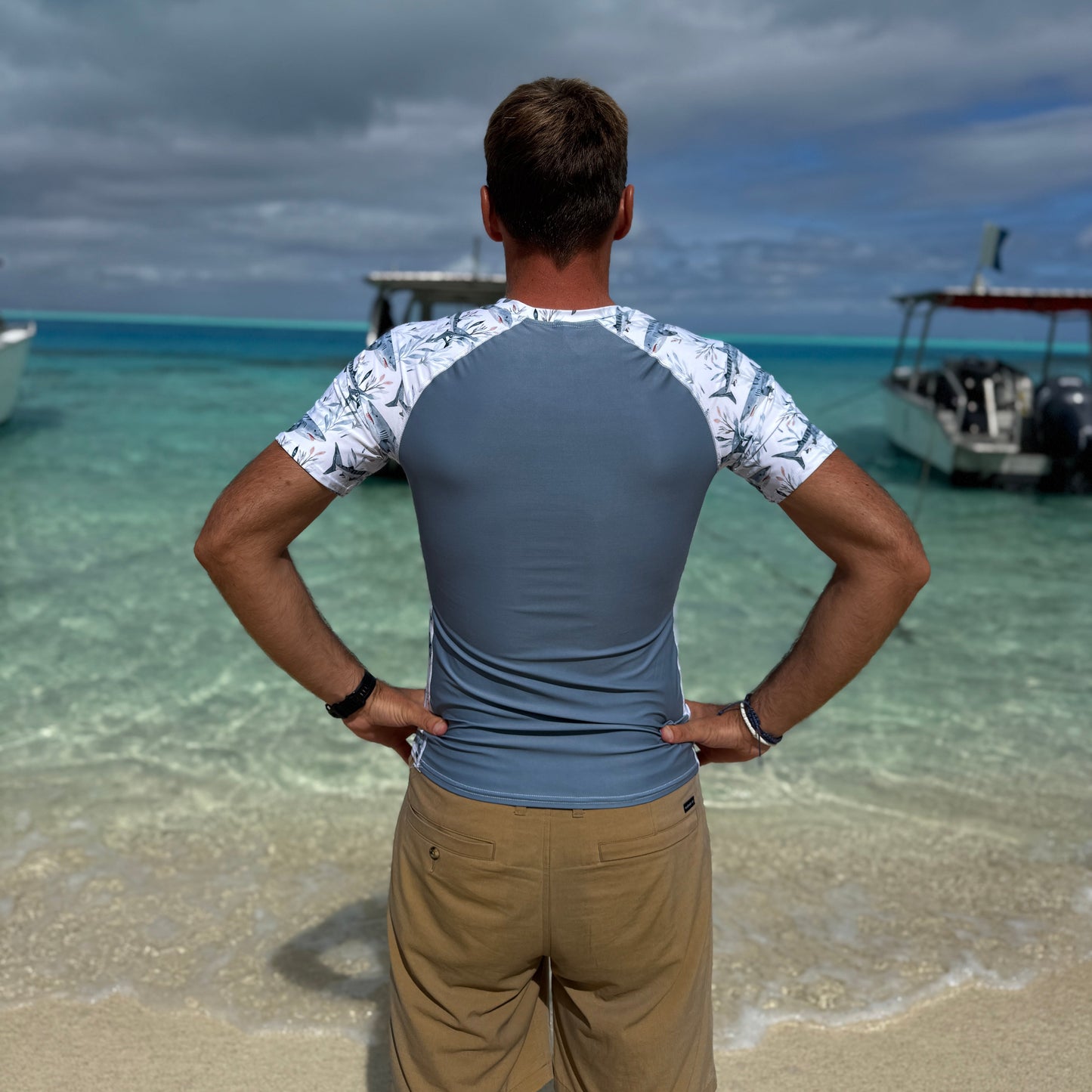 Tiger Shark Bloom Men’s Short Sleeve Swim Shirt - 