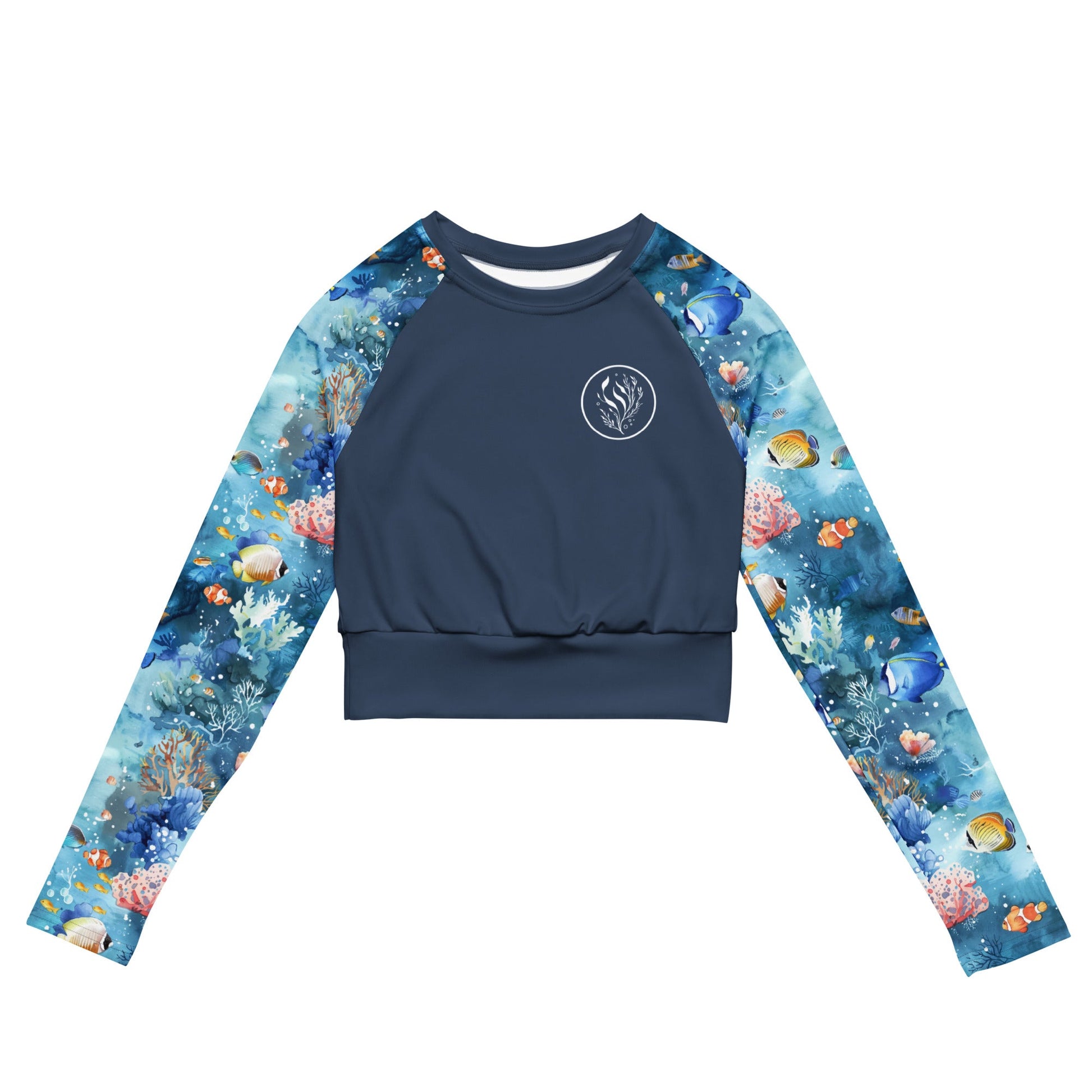 Tropical Reef Fish Eco Cropped Rash Guard Solid - 