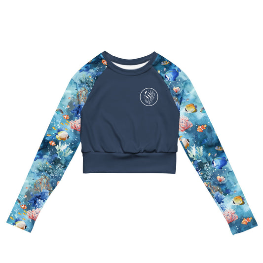 Tropical Reef Fish Eco Cropped Rash Guard Solid - 