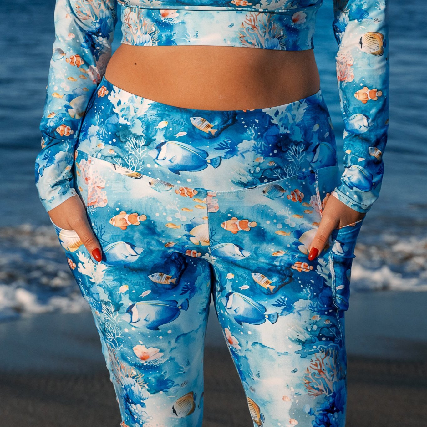 Tropical Reef Fish Eco Swim Leggings With Pockets - 