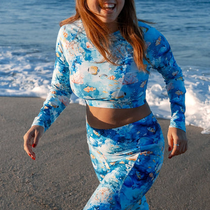 Tropical Reef Fish Eco Cropped Rash Guard - 