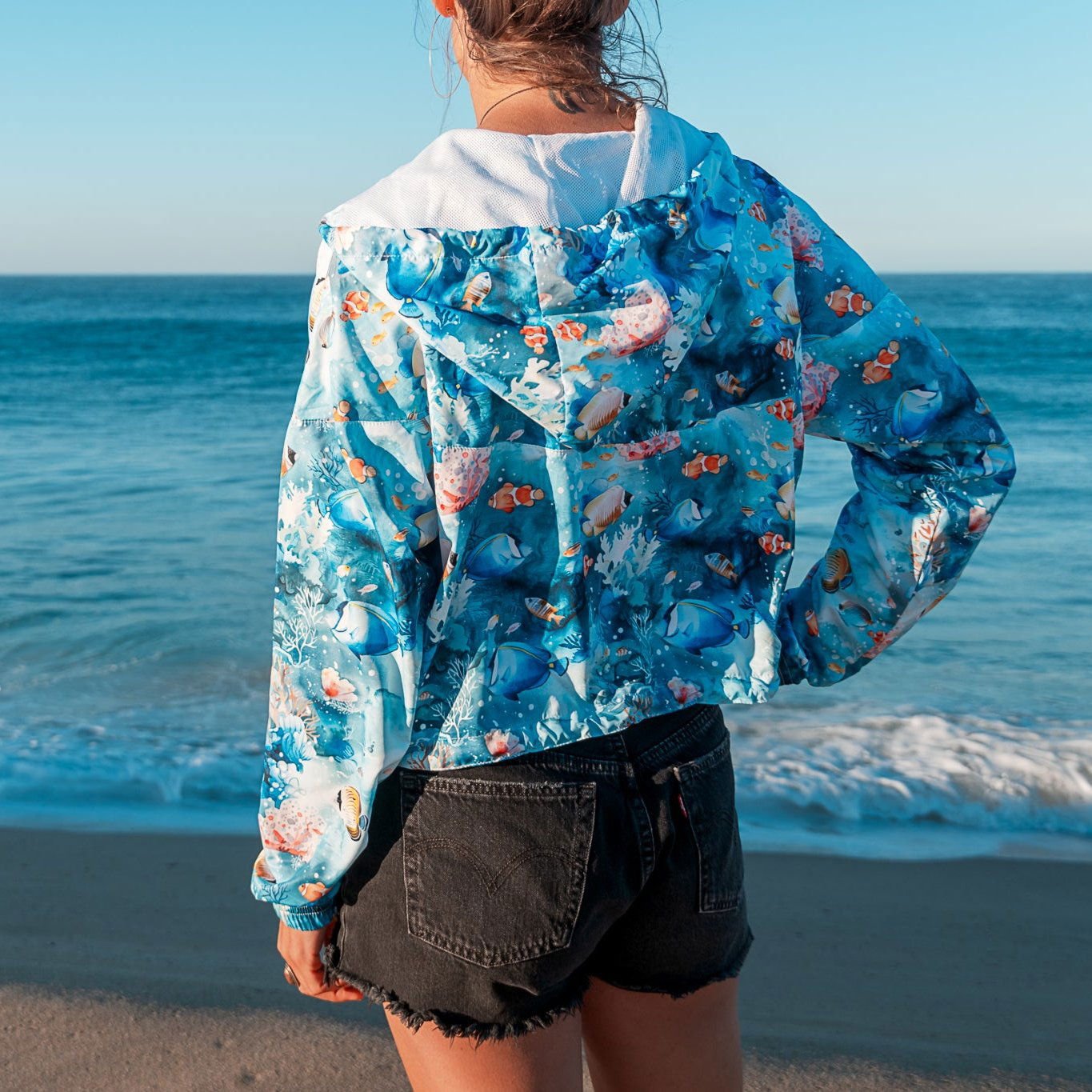 Tropical Reef Fish Women’s cropped Windbreaker - 