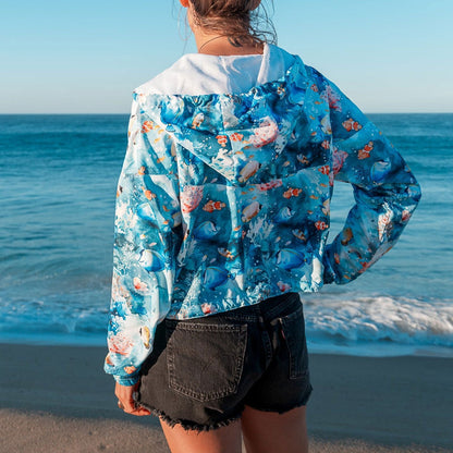 Tropical Reef Fish Women’s cropped Windbreaker - 