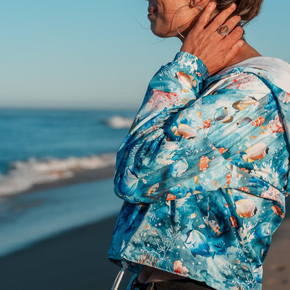 Tropical Reef Fish Women’s cropped Windbreaker - 