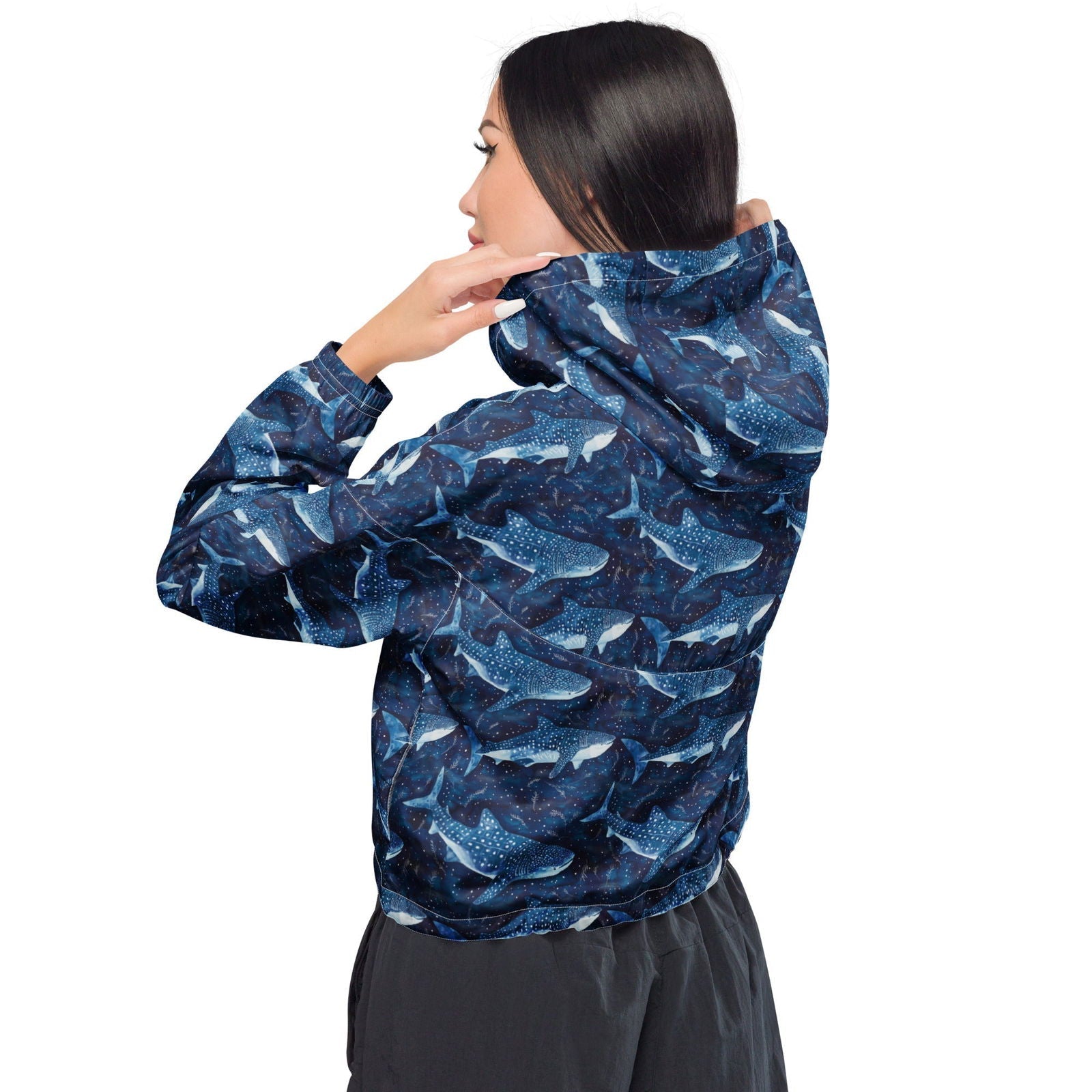 Whale Shark Dream Women’s Cropped Windbreaker - 