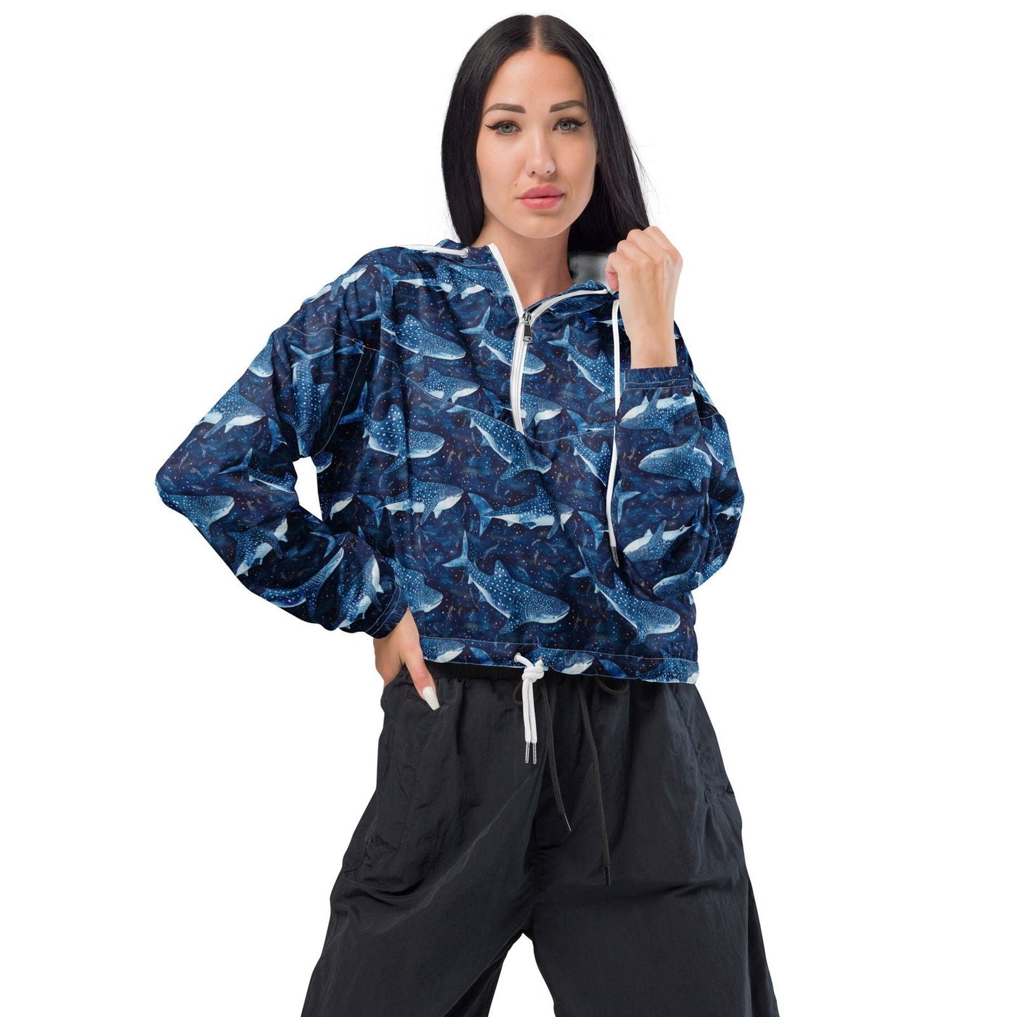 Whale Shark Dream Women’s Cropped Windbreaker - 