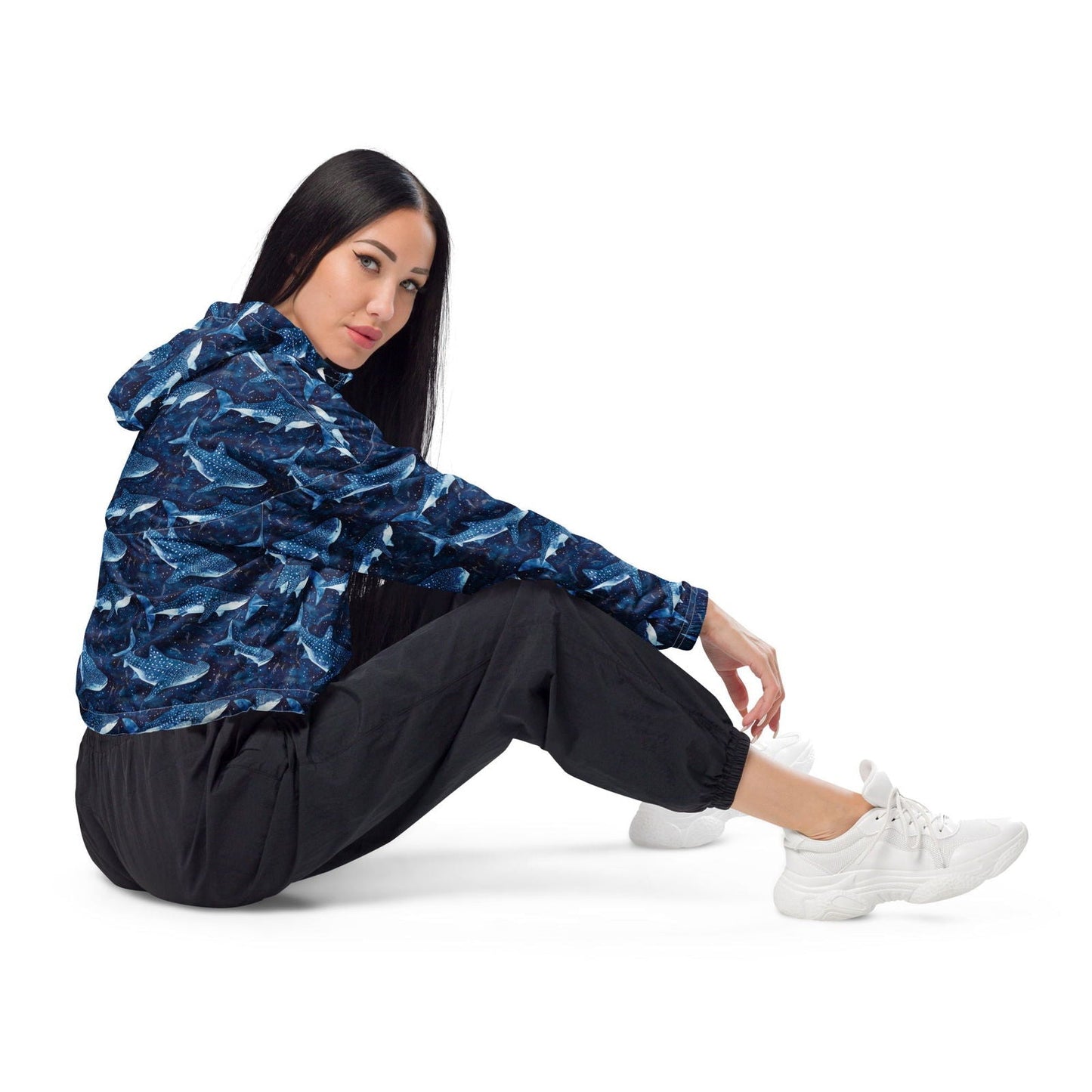 Whale Shark Dream Women’s Cropped Windbreaker - 