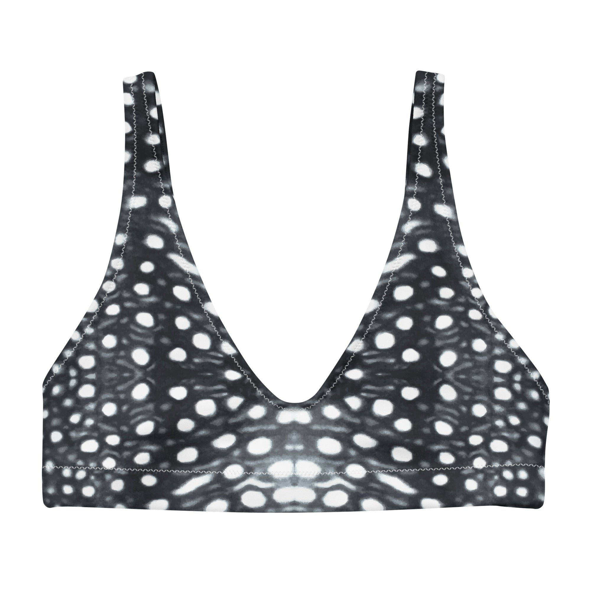 Whale Shark Mosaic B&W Eco Bikini Top -  - ["swim","whale shark","Whale Shark Mosaic B&W","women"]