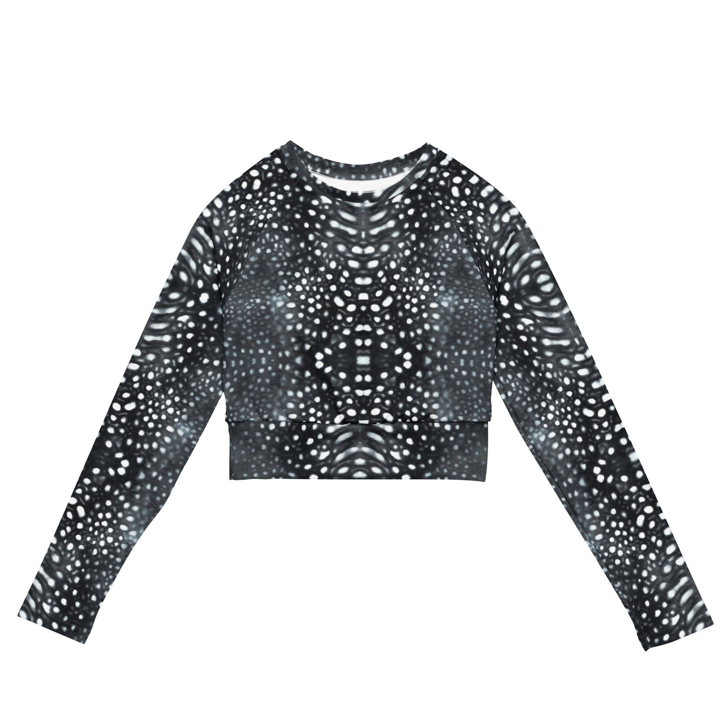 Whale Shark Mosaic B&W Eco Cropped Rash Guard - Salinity Swimwear