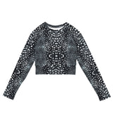 Whale Shark Mosaic B&W Eco Cropped Rash Guard -  - ["rash guard","whale shark","Whale Shark Mosaic B&W","women"]