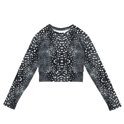 Whale Shark Mosaic B&W Eco Cropped Rash Guard - Salinity Swimwear