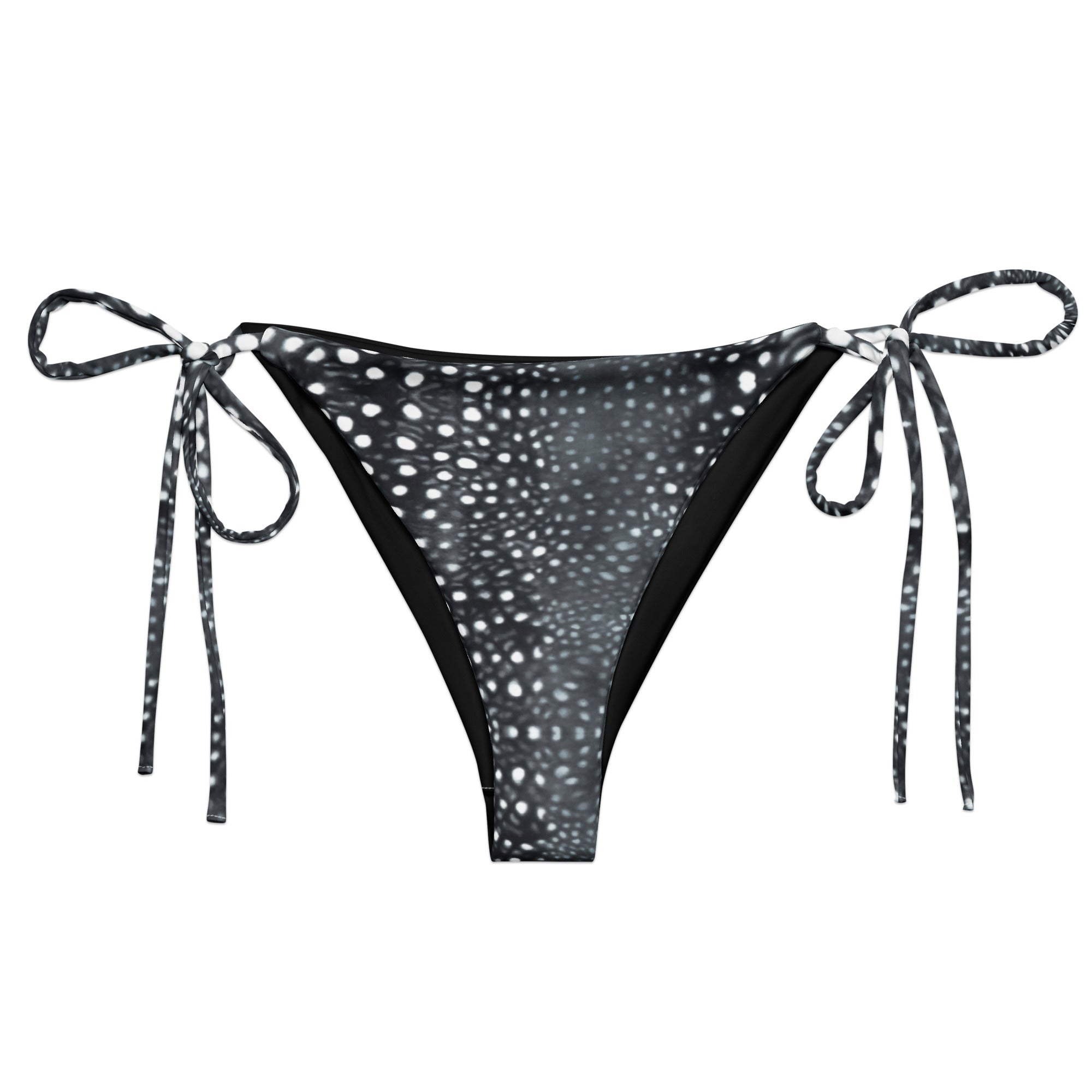 Whale Shark Mosaic B&W Eco String Bikini Bottom -  - ["swim","whale shark","Whale Shark Mosaic B&W","women"]