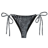 Whale Shark Mosaic B&W Eco String Bikini Bottom -  - ["swim","whale shark","Whale Shark Mosaic B&W","women"]