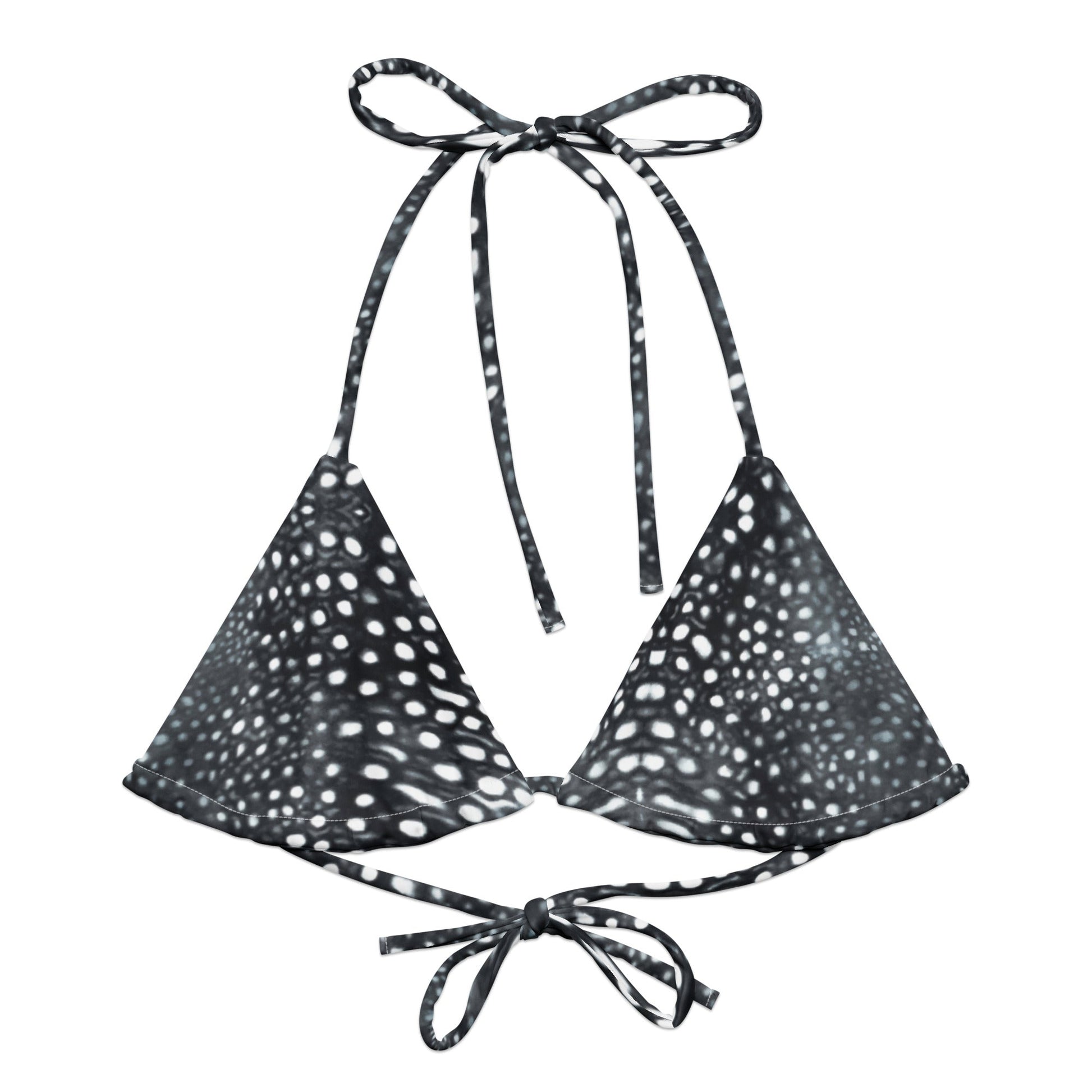 Whale Shark Mosaic B&W Eco String Bikini Top - 