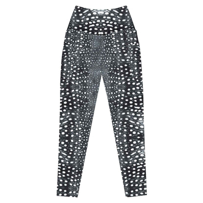 Whale Shark Mosaic B&W Eco Swim Leggings With Pockets - 