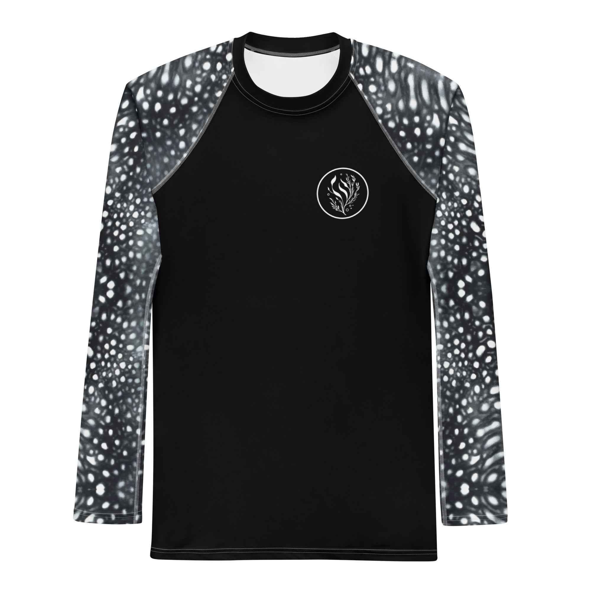 Whale Shark Mosaic B&W Men's Rash Guard -  - ["men","rash guard","whale shark","Whale Shark Mosaic B&W"]
