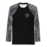 Whale Shark Mosaic B&W Men's Rash Guard -  - ["men","rash guard","whale shark","Whale Shark Mosaic B&W"]