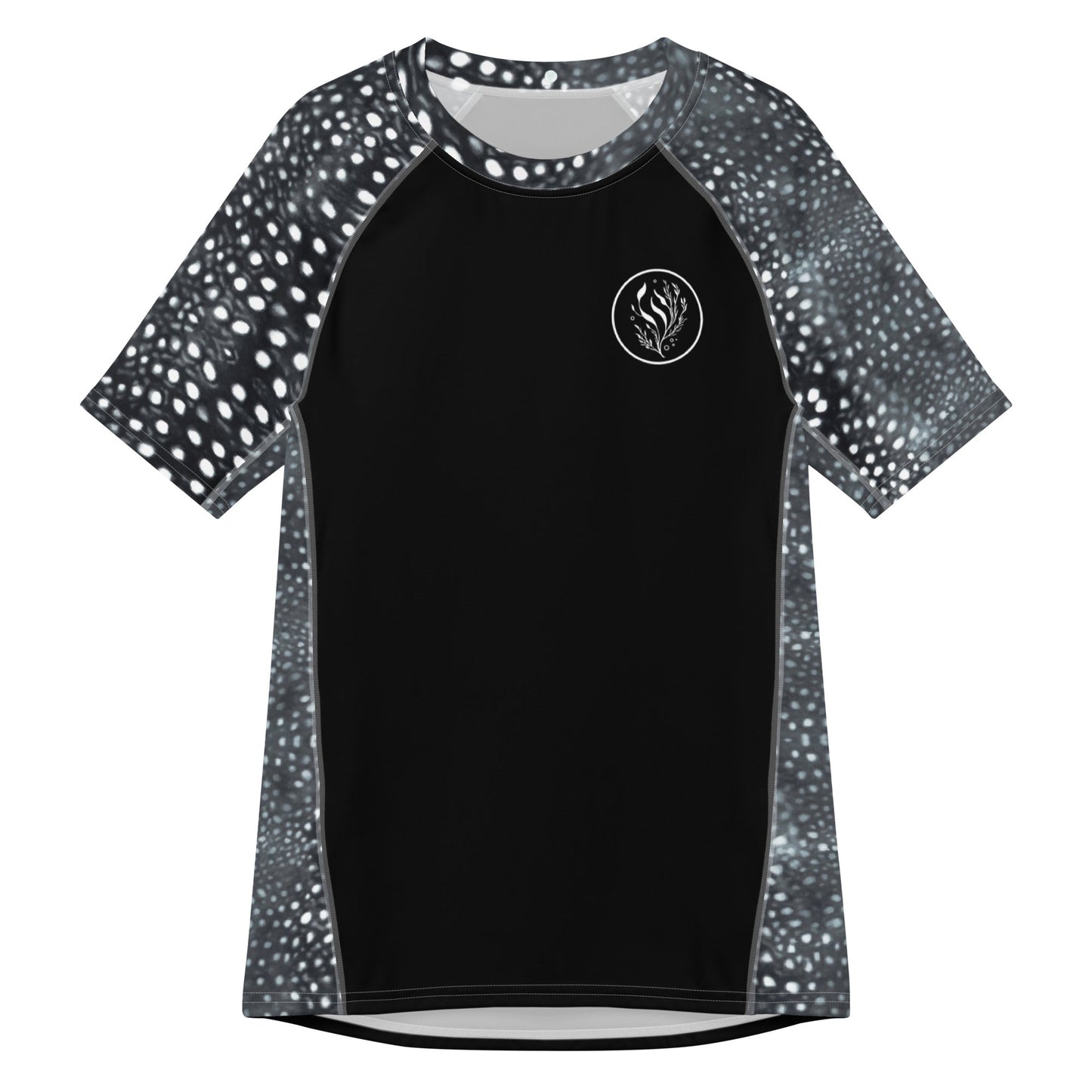 Whale Shark Mosaic B&W Men’s Short Sleeve Swim Shirt - 