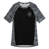 Whale Shark Mosaic B&W Men’s Short Sleeve Swim Shirt -  - ["men","rash guard","whale shark","Whale Shark Mosaic B&W"]