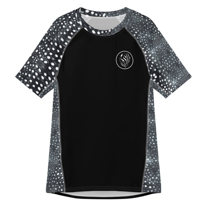 Whale Shark Mosaic B&W Men’s Short Sleeve Swim Shirt - 