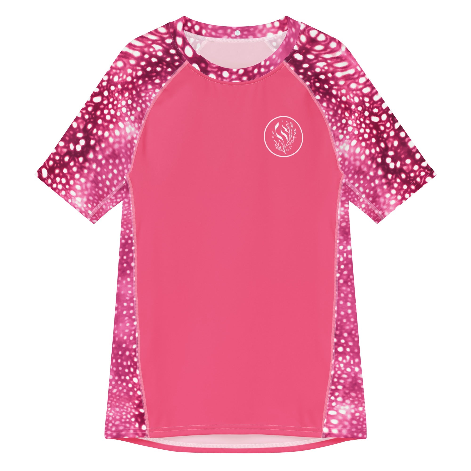 Whale Shark Mosaic Pink Men’s Short Sleeve Swim Shirt -  - ["men","rash guard","whale shark","Whale Shark Mosaic Pink"]