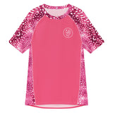 Whale Shark Mosaic Pink Men’s Short Sleeve Swim Shirt -  - ["men","rash guard","whale shark","Whale Shark Mosaic Pink"]