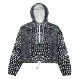 Whale Shark Mosaic B&W Women’s Cropped Windbreaker -  - ["Jacket","whale shark","Whale Shark Mosaic B&W","women"]