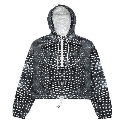 Whale Shark Mosaic B&W Women’s Cropped Windbreaker - 