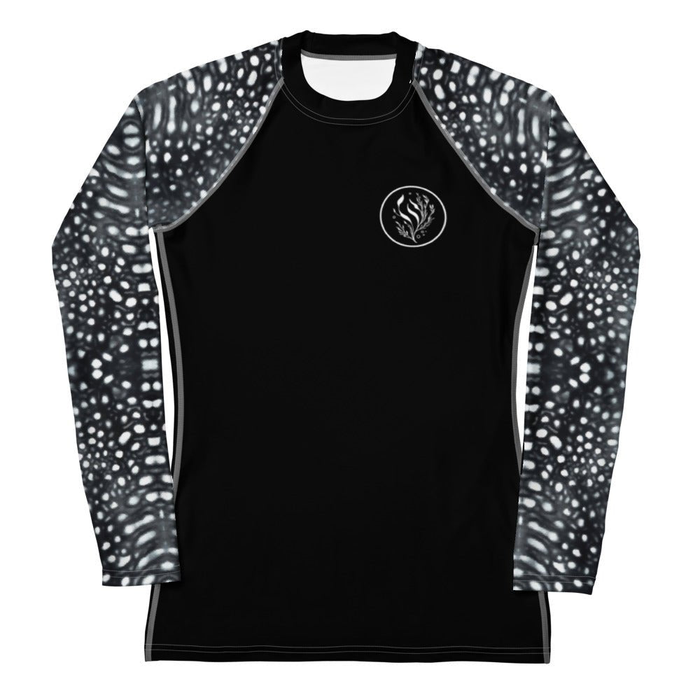 Whale Shark Mosaic B&W Women's Rash Guard Solid - 