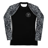 Whale Shark Mosaic B&W Women's Rash Guard Solid -  - ["rash guard","whale shark","Whale Shark Mosaic B&W","women"]