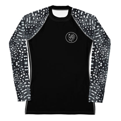 Whale Shark Mosaic B&W Women's Rash Guard Solid - 