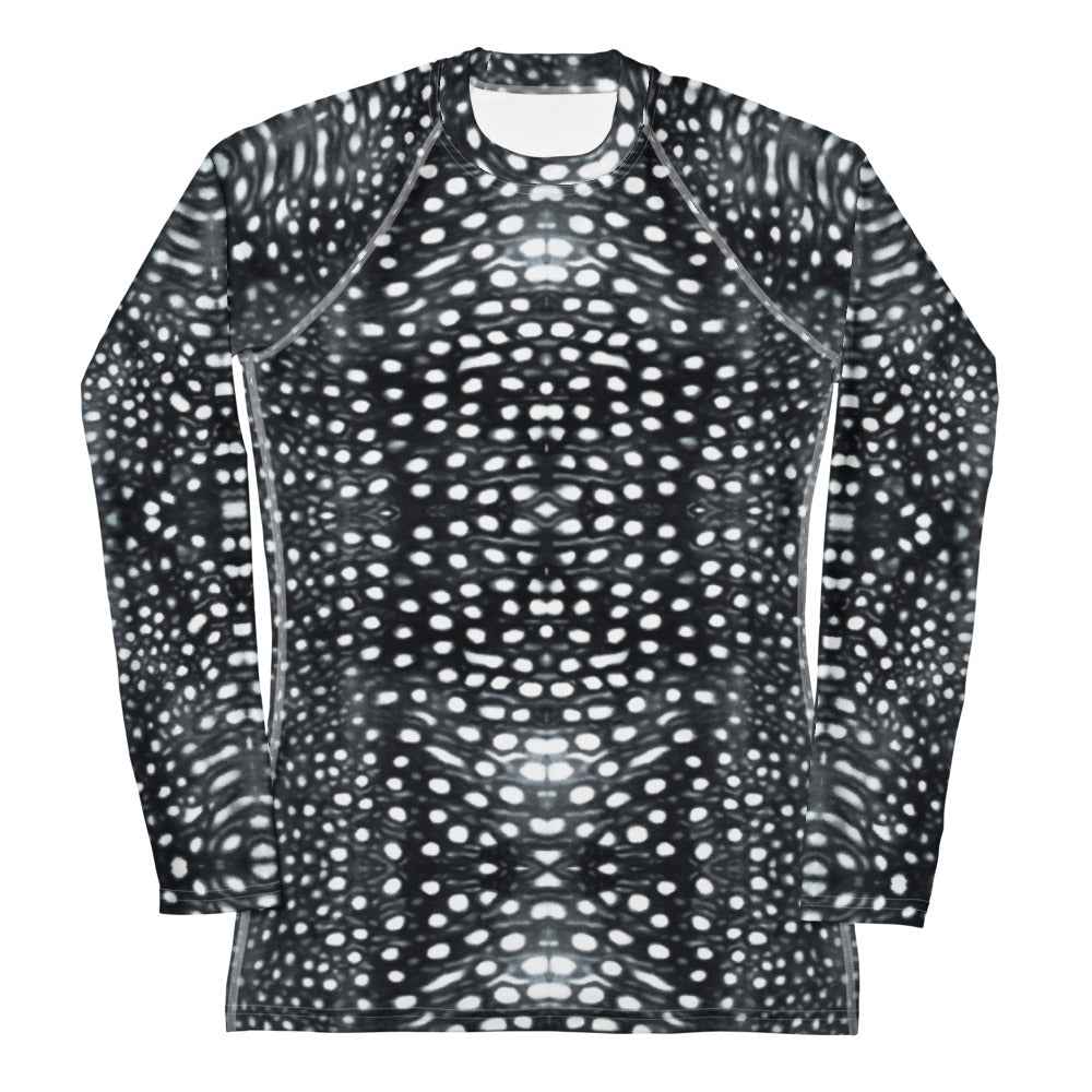 Whale Shark Mosaic B&W Women's Rash Guard - 