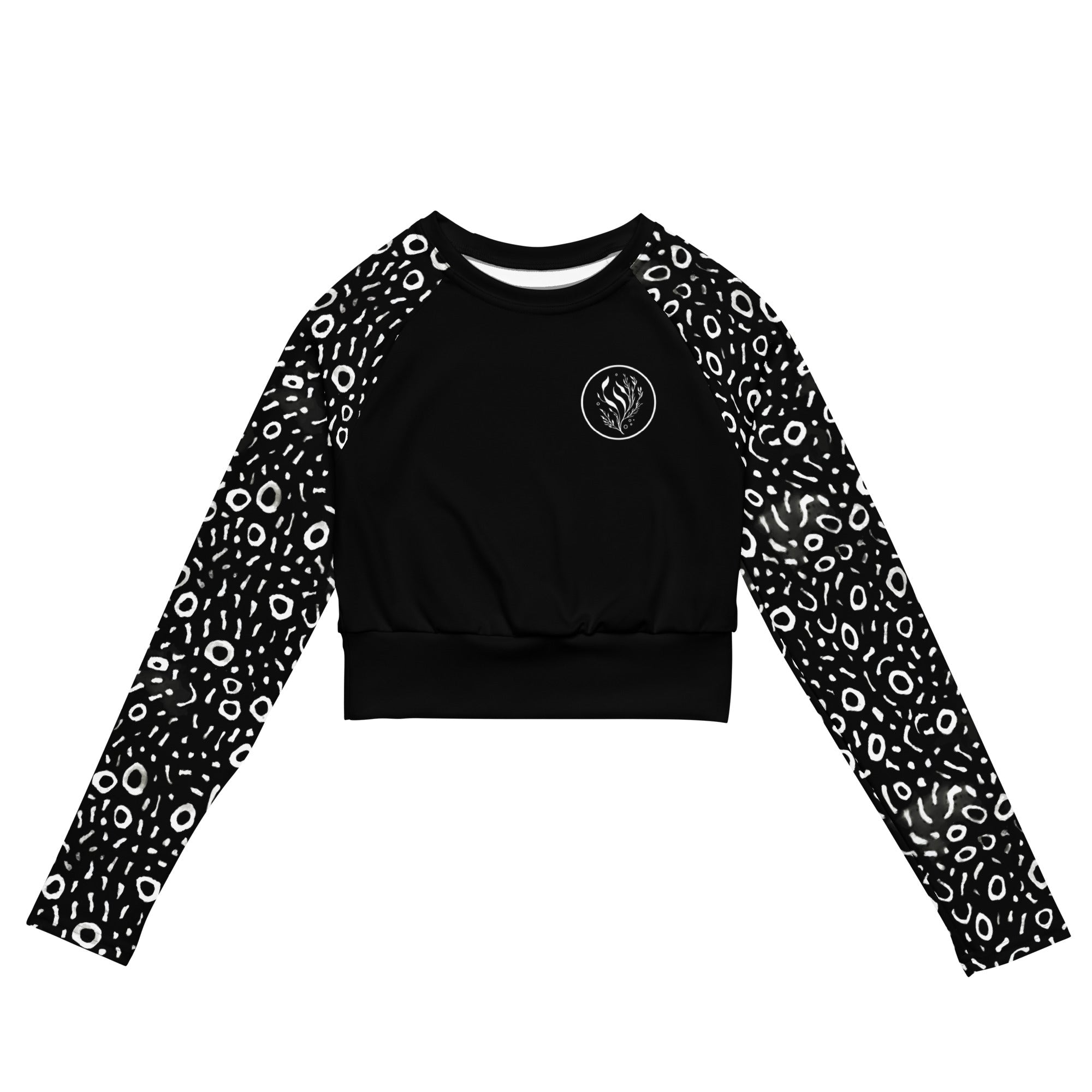 Whale Shark Mosaic Eco Cropped Rash Guard Solid -  - ["rash guard","whale shark","Whale Shark Mosaic","women"]