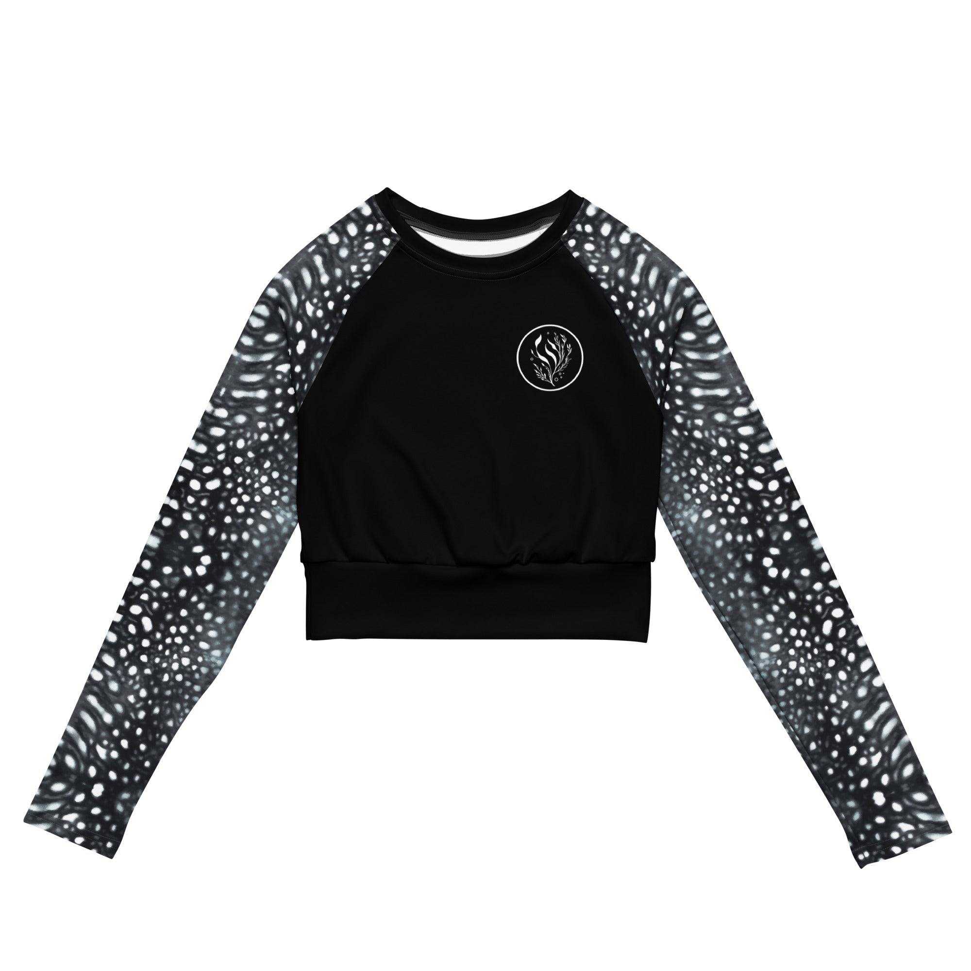 Whale Shark Mosaic Eco Cropped Rash Guard Solid -  - ["rash guard","whale shark","Whale Shark Mosaic","women"]