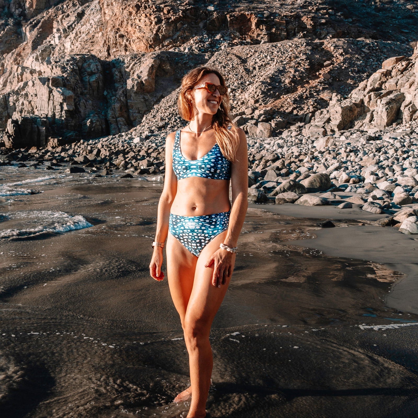 Whale Shark Mosaic Eco High-Waisted Bikini Bottom - 