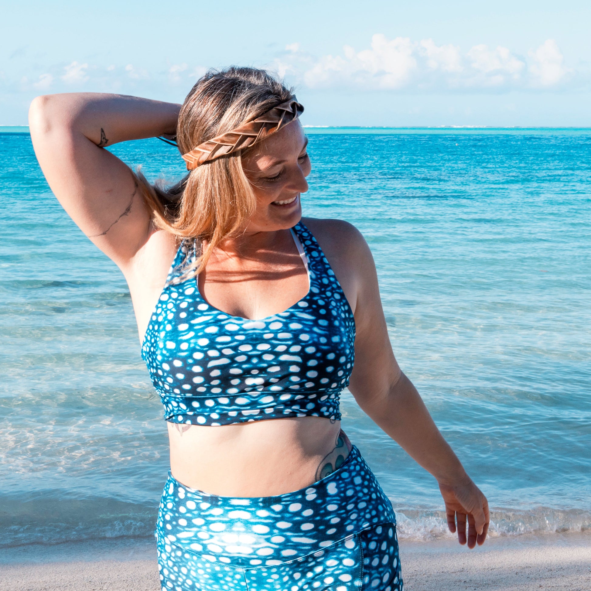 Whale Shark Mosaic Eco Sports Swim Top - 