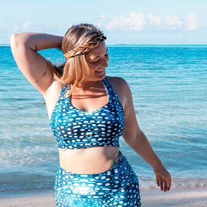 Whale Shark Mosaic Eco Sports Swim Top - 