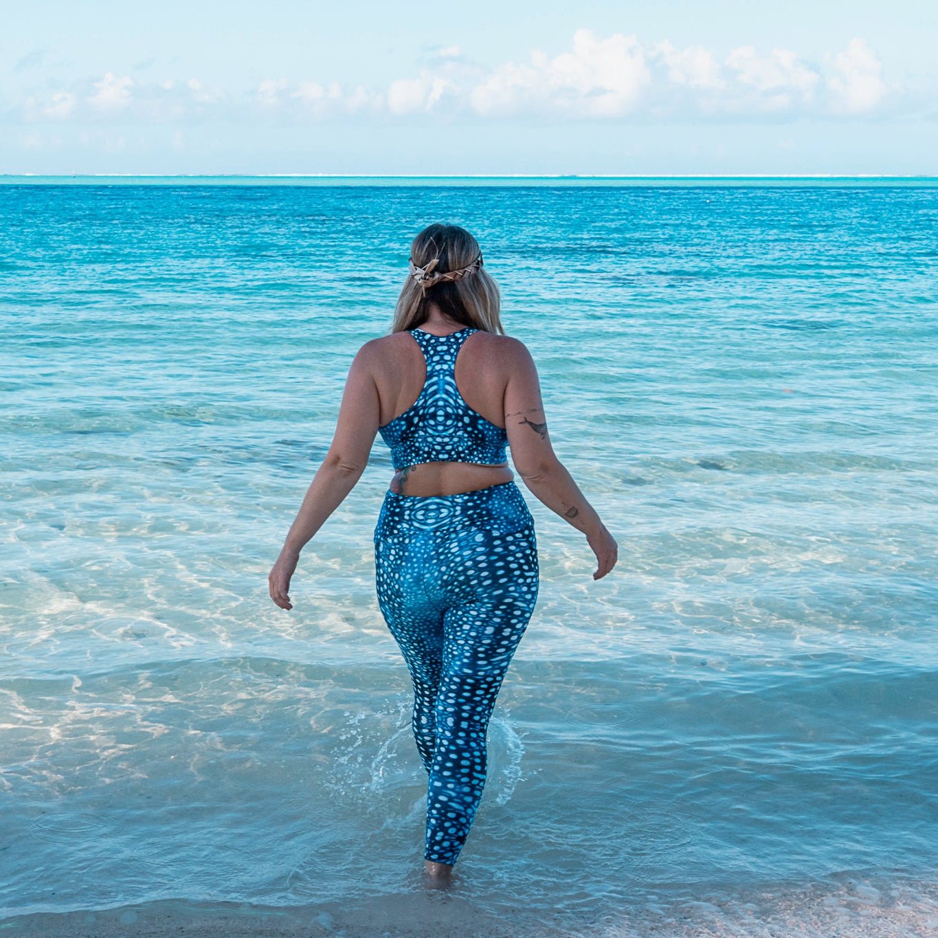 Whale Shark Mosaic Eco Sports Swim Top - 