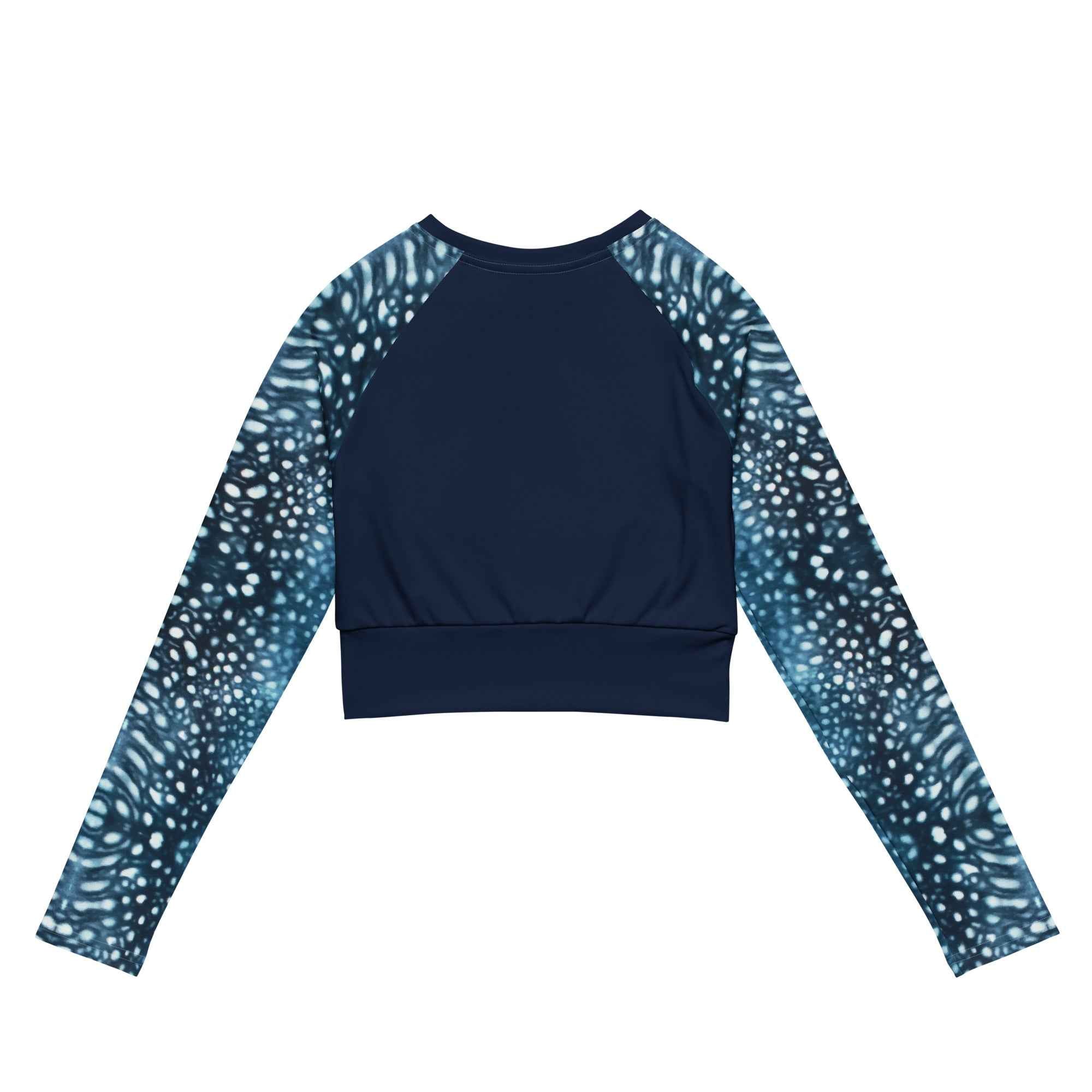 Whale Shark Mosaic Eco Cropped Rash Guard Solid -  - ["rash guard","whale shark","Whale Shark Mosaic","women"]