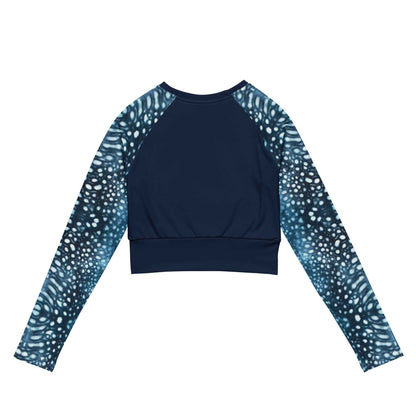 Whale Shark Mosaic Eco Cropped Rash Guard Solid - 