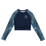 Whale Shark Mosaic Eco Cropped Rash Guard Solid -  - ["rash guard","whale shark","Whale Shark Mosaic","women"]