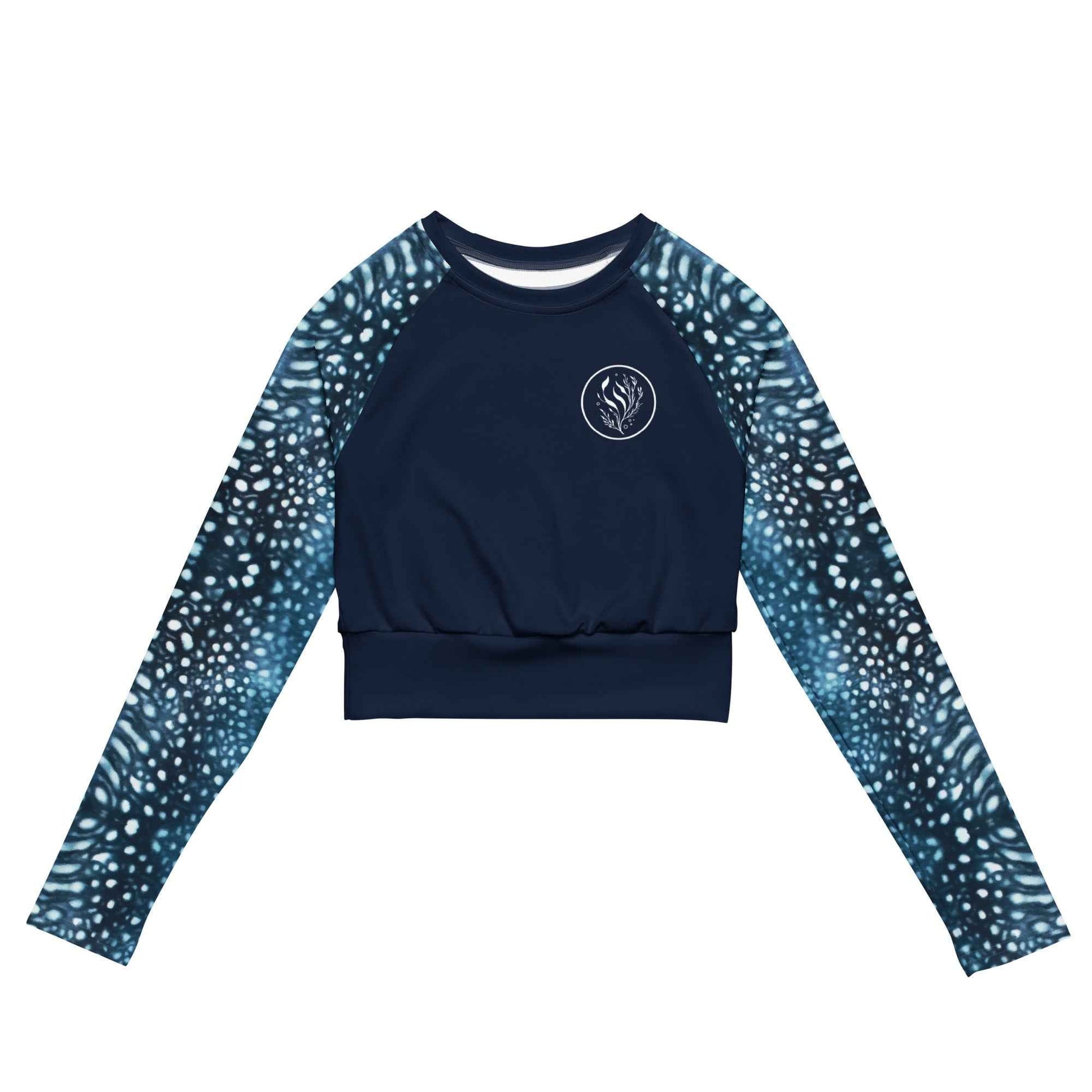 Whale Shark Mosaic Eco Cropped Rash Guard Solid - 